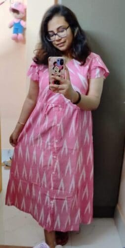 Pink Ikat Halter Long Dress photo review